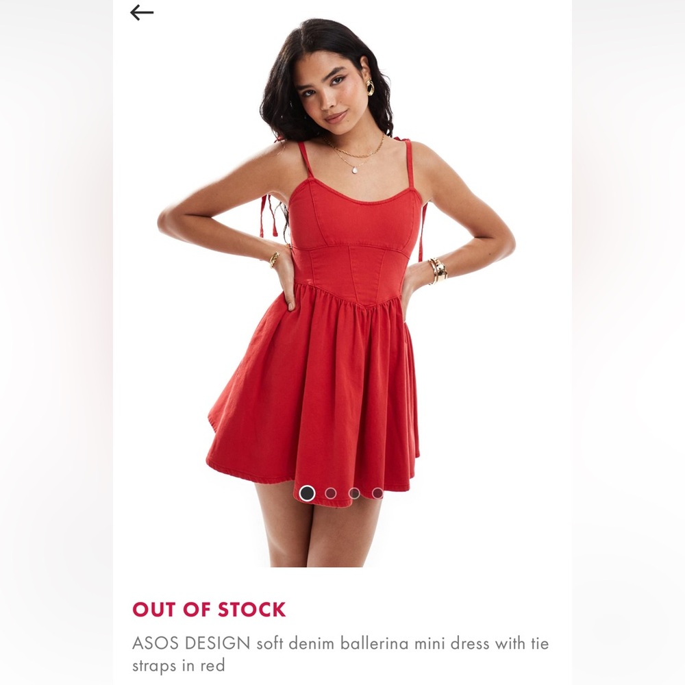 ASOS Red Denim Ballerina Mini Dress